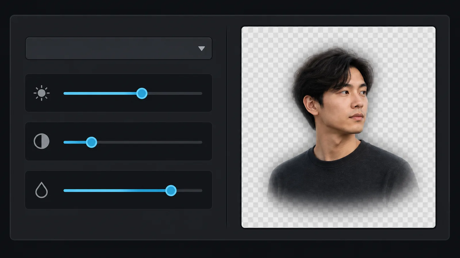 The OBS Background Removal filter panel with threshold, feather and temporal smoothing controls