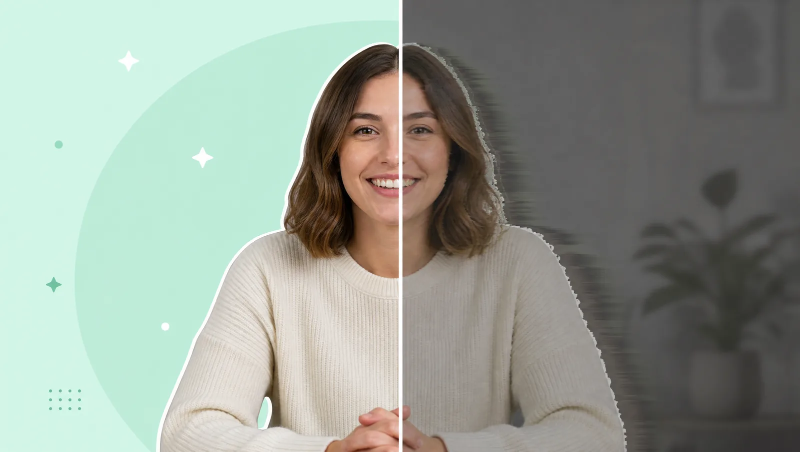 Side-by-side of a clean CapCut cutout versus a poor one caused by low contrast and motion blur