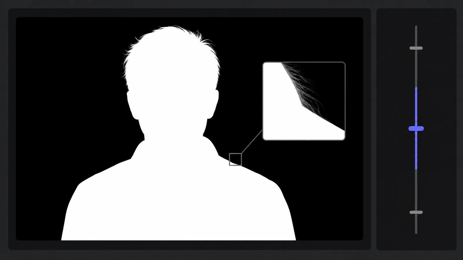 Ultra Key alpha channel view in Premiere Pro showing a clean white matte against solid black