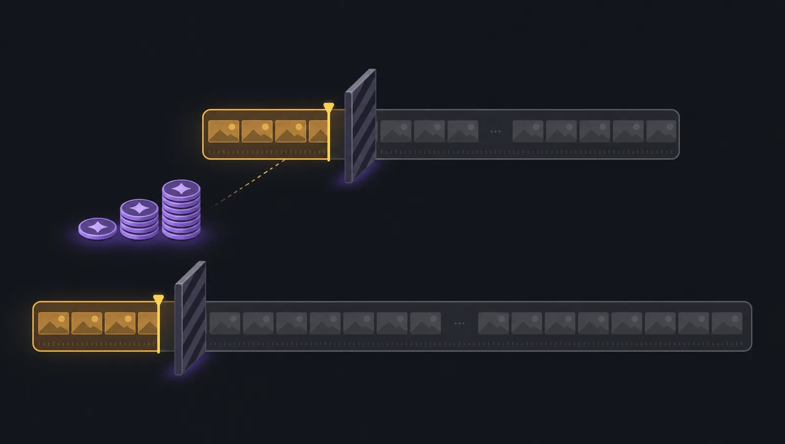 Runway credit cost and the five-second clip ceiling compared against a full-length video timeline