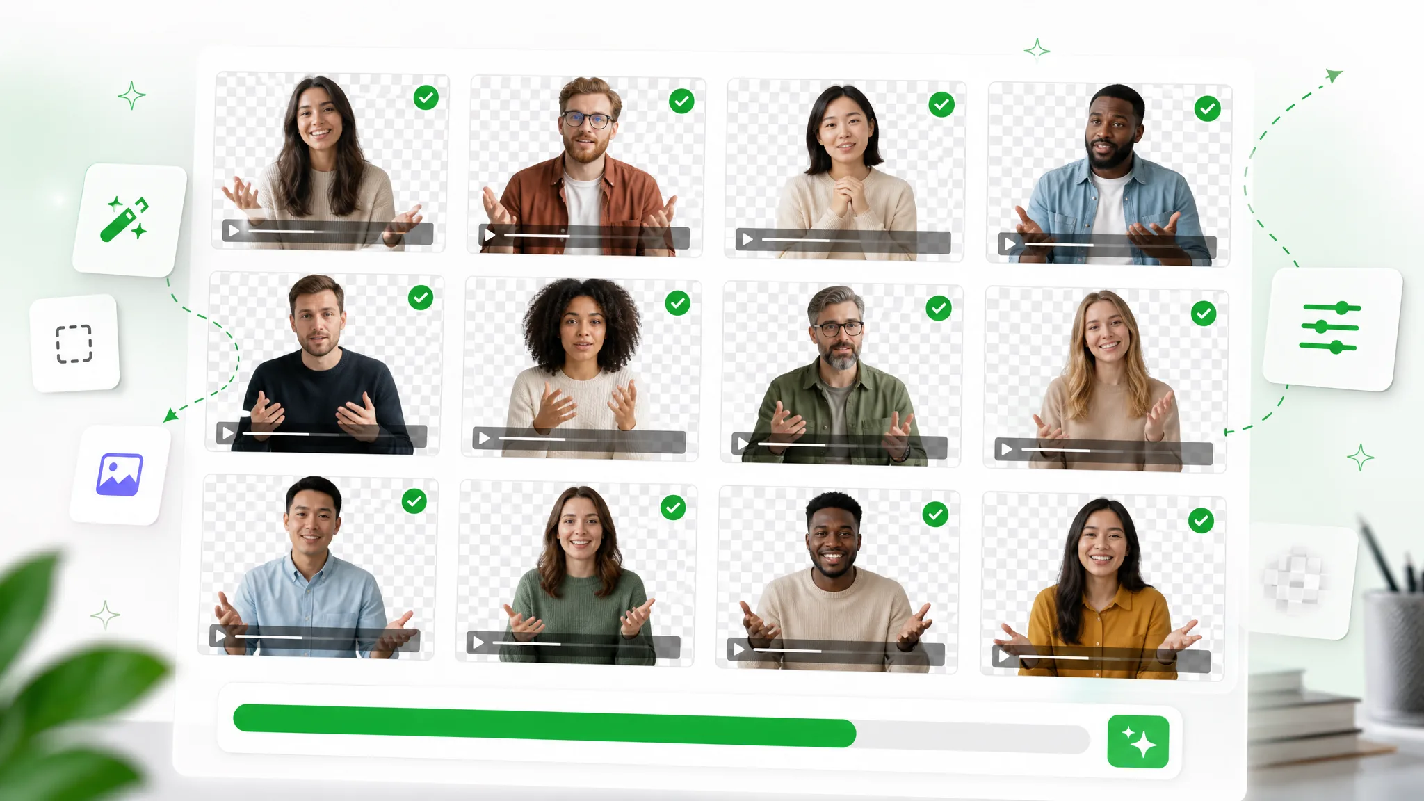 Removing backgrounds from many videos in bulk at the same time.