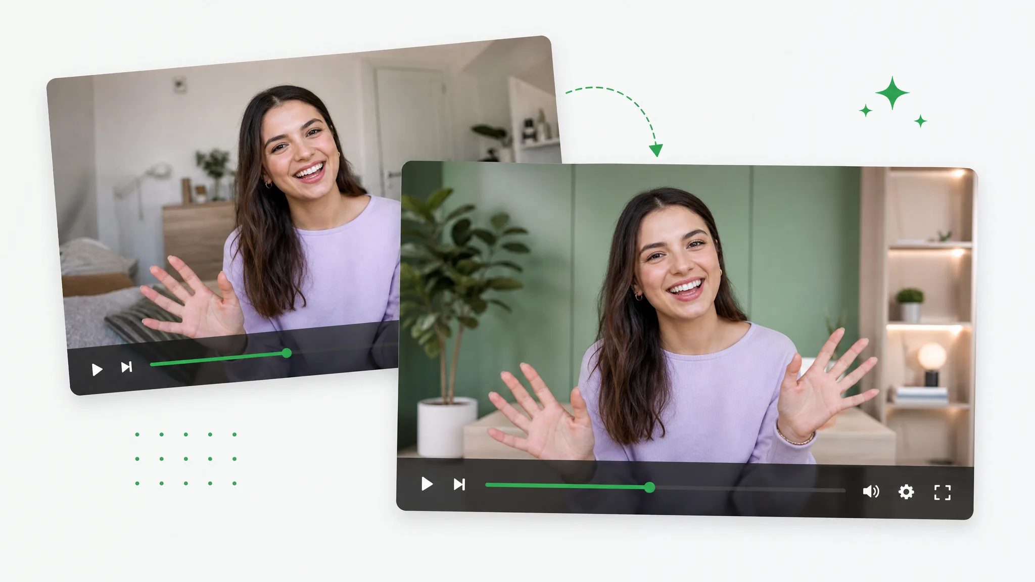 Changing a video background by swapping the original scene for a fresh new one.